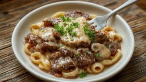 savory beef pasta dish
