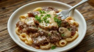 savory beef pasta dish