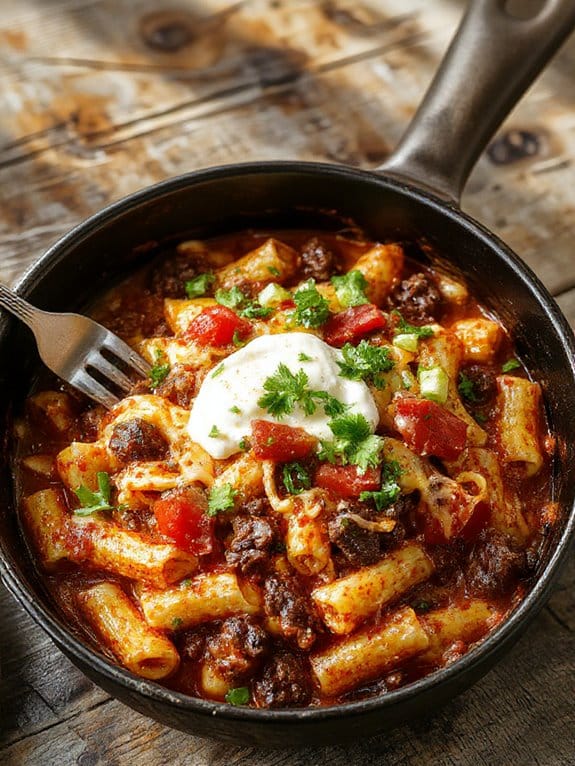taco flavored pasta in pot fybh1