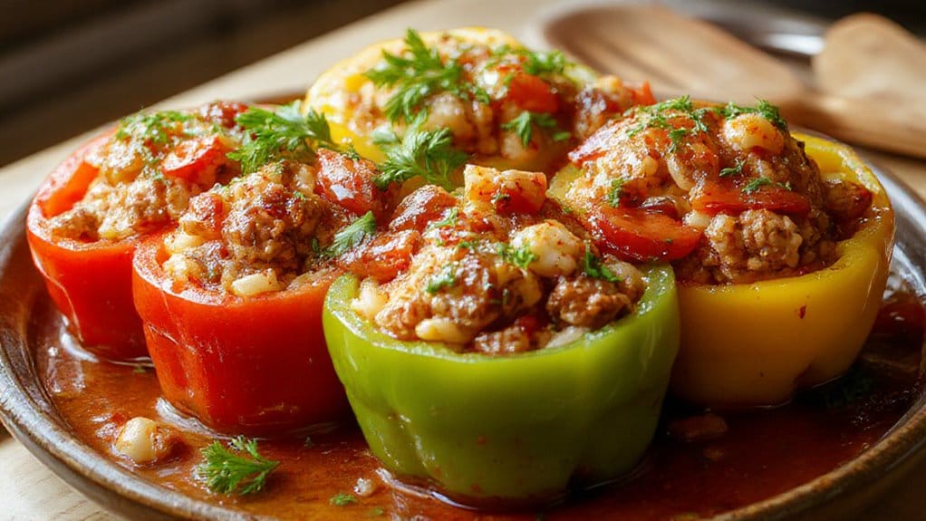 Stuffed Peppers Recipe 3 stuffed peppers with meat